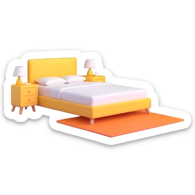 simple bedroom with white walls, bed, nightstand and dresser sticker