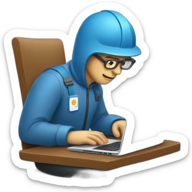Un homme travaillant sur un ordinateur portable sticker