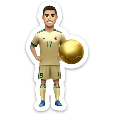Cristiano Ronaldo con su balon de oro sticker