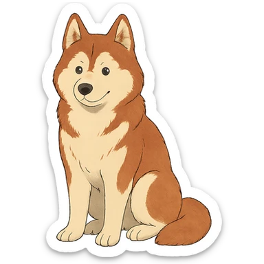 cute red-brown siberian husky sitting sticker