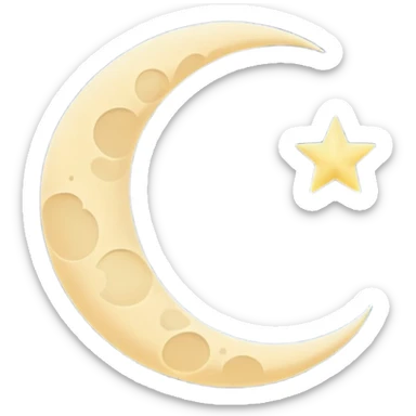"Peaceful crescent moon in a starry night sky with soft glow, no people" sticker
