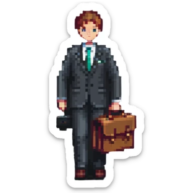Corporate boss with briefcase and business suit sticker