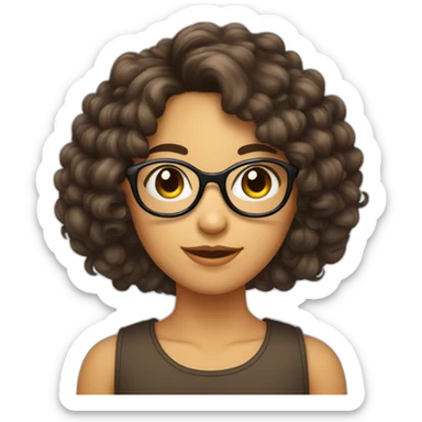 fille brune aux cheveux bouclés avec lunettes rondes sticker