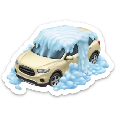 car being washed, covered in foam sticker