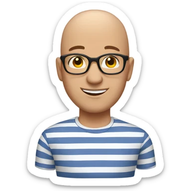 bald guy in striped shirt sticker