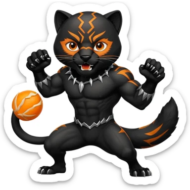 A black panther but it is killing orange colored fox sticker