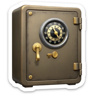 a classic safe with a combination dial sticker
