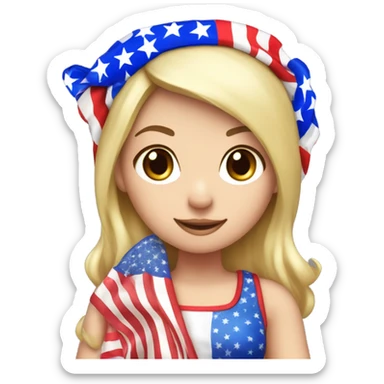 Fourth of July girl, red white and blue outfit with a red white with a firework, headband white girl ￼ sticker