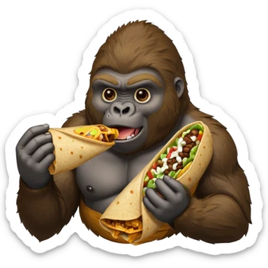 Gorilla eating a burrito  sticker