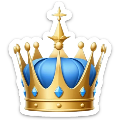 side view of a blue blueprint plan with minimal white lines and a simple crown drawing sticker