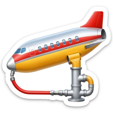 Airplane wing fuel tank being filled with jet fuel from hydrant sticker