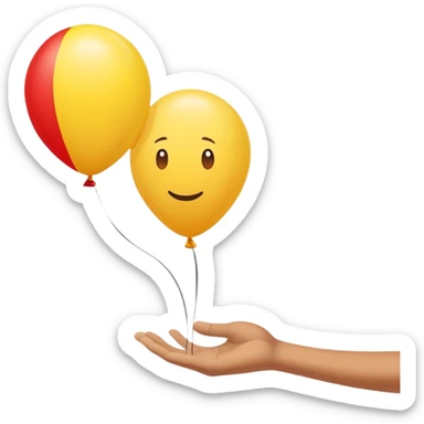 letting go of a yellow red balloon hand  sticker