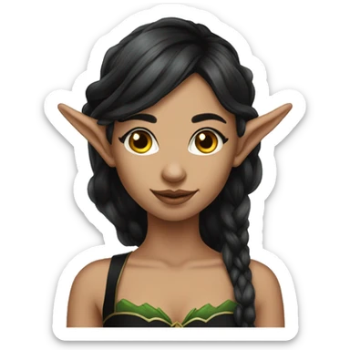 female elf fantasy black dress sticker