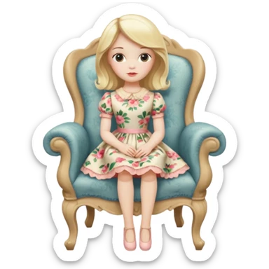 Blonde Doll Sitting On The Chair sticker