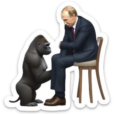 Gorilla giving a Dog to Vladimir Putin sticker
