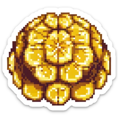 a brain made out of honeycomb, pixel art style sticker