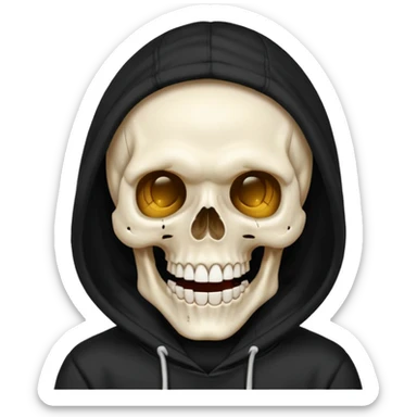 Laughing skull in a hoodie sticker