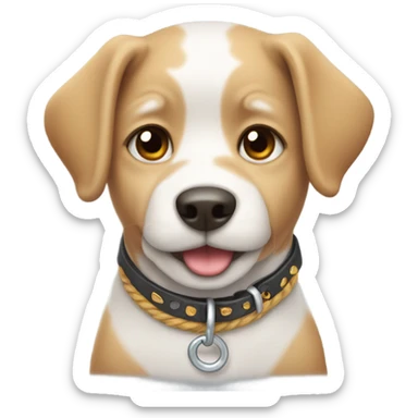 Cute dog with a collar and string sticker