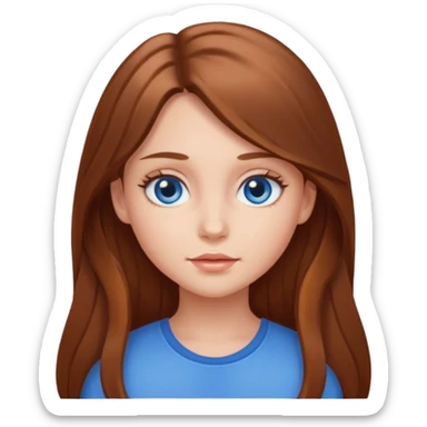 Girl with medium brown brown long hair, blue eyes, and peachy skin  sticker