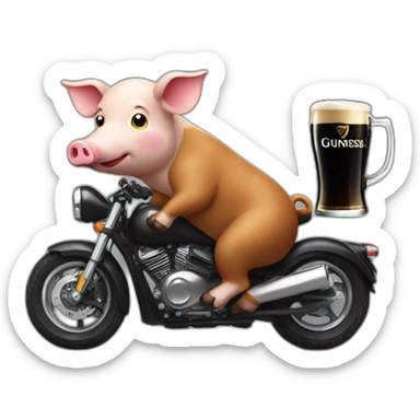 Pork on motorbike with a Guinness beer sticker