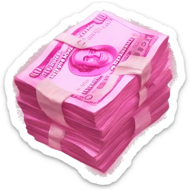 sparkly pink wad of cash sticker