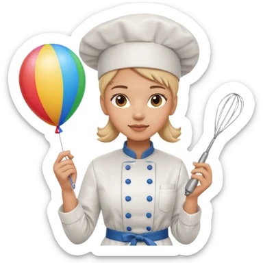 woman chef with a balloon whisk sticker