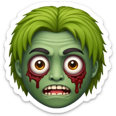 emoji de iphone de zumbi com o cabelo do james cook da serie skins sticker