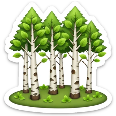 birch forest, small cute trees with a lot of leaves sticker