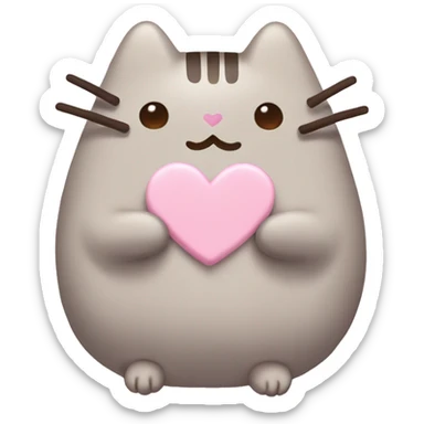 pusheen light pink heart sticker
