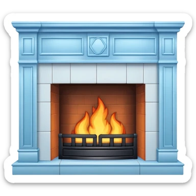 The fireplace is pale blue in color sticker