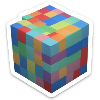 Create a large cube made up of multiple smaller cube blocks stacked together. sticker