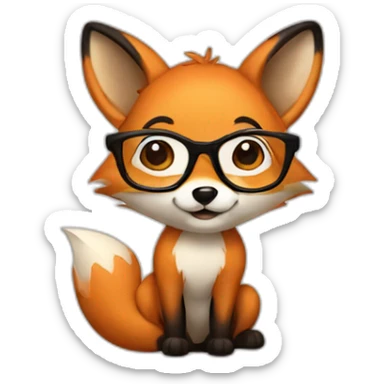 a fox with glasses and black hair tied as a bun sticker