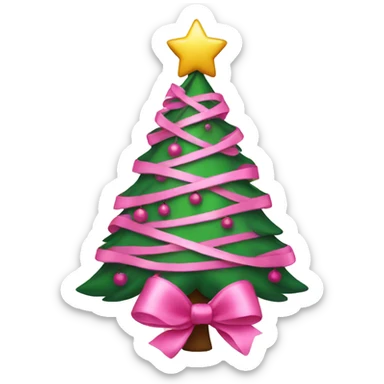 christmas tree with pink bows  sticker