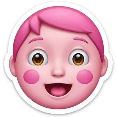 Pink face emoji excited with big cheeks sticker