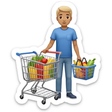 man-with-a-shopping-cart-full-body sticker
