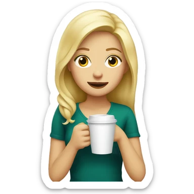 Blonde girl drinking take away coffee  sticker