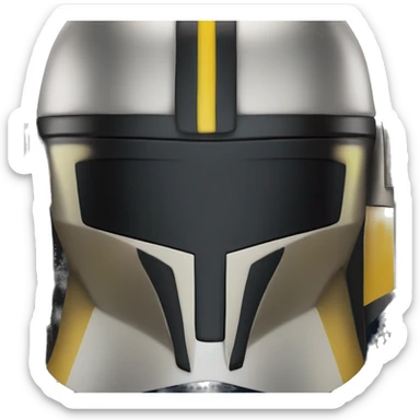 black and yellow mandalorian helmet with antenna sticker