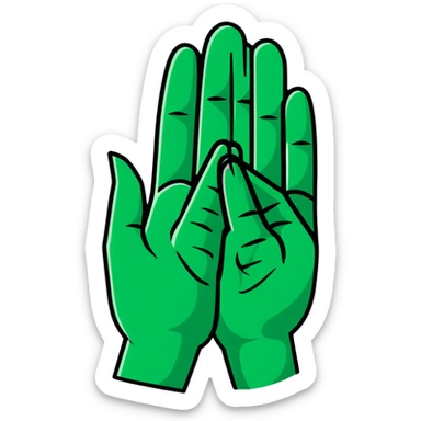 Geometric Maya style prayer hands - thank you for reply, strictly white and deep dark green only, angular sharp lines sticker