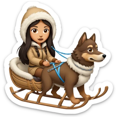 Girl w long hair Eskimo on dogsled sticker