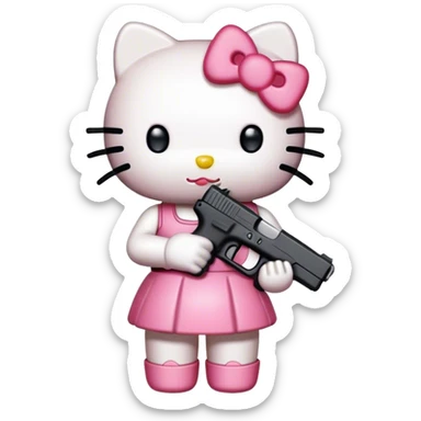 hello kitty holding a glock 19 sticker