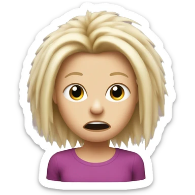 Porcupine woman looking shocked static blonde hair sticker