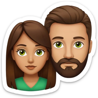 Naked Latina woman brown eyes with white man with brown beard and green eyes sticker