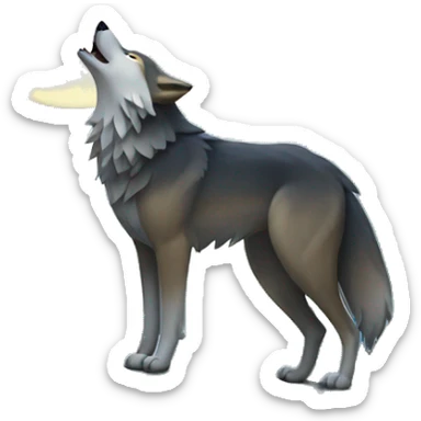 wolf howling at the moon sticker