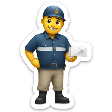 create an emoji showing a postman in redsthirt delivering a parc sticker