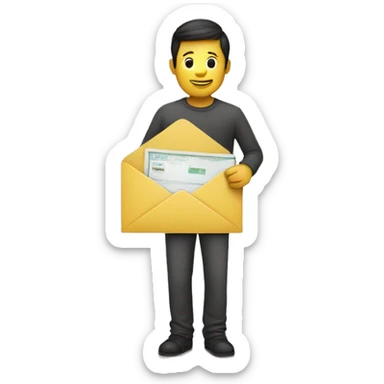 person holding stamped envelope sticker