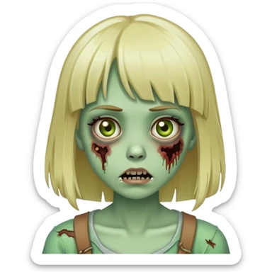girl zombie with bangs and blonde hair sticker