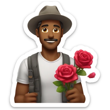Hombre dando rosas sticker