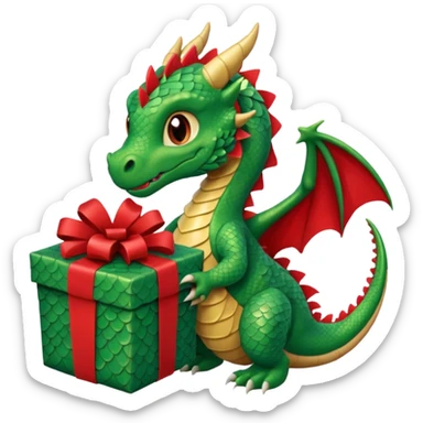 a dragon is holding a gift sticker