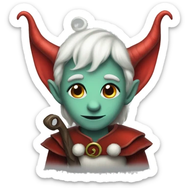 cute elf with devil with horns and tail sticker