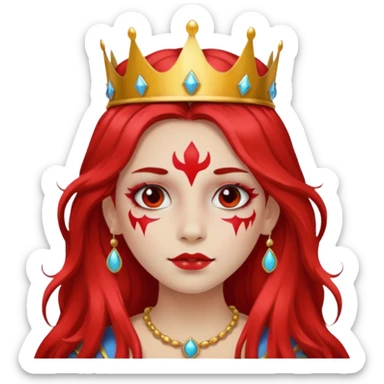 a long-haired full red face paint devil girl  sticker